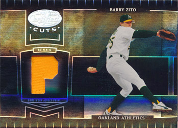 BARRY ZITO  Oakland Athletics 2002 Away Majestic Throwback Baseball Jersey