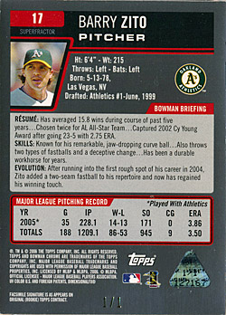 Barry Zito 2003 Fleer Showcase Baseballs Best Jersey #BB-BZ